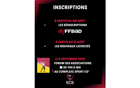 Dates d'inscriptions 2025 - 2026
