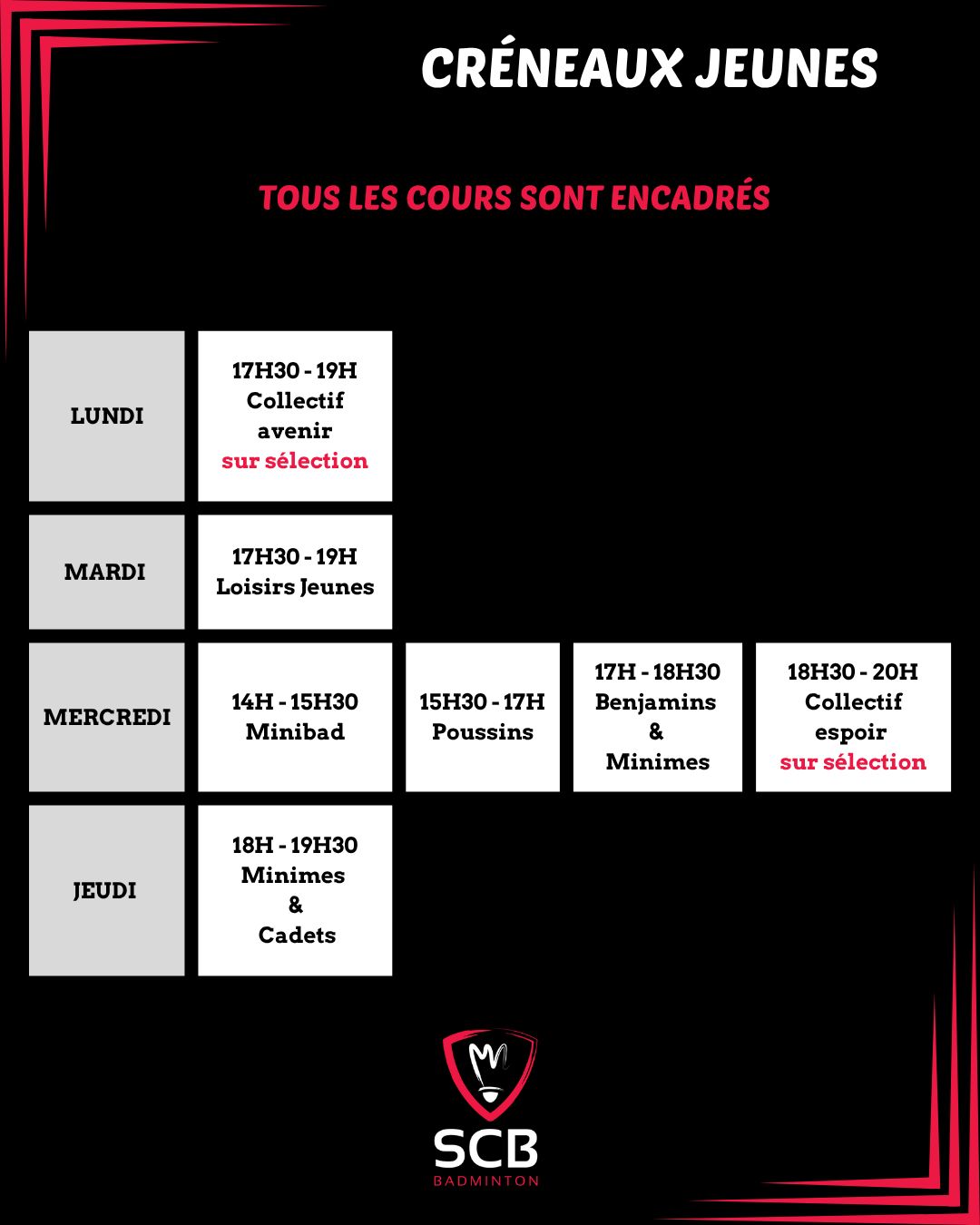 Créneaux Jeunes